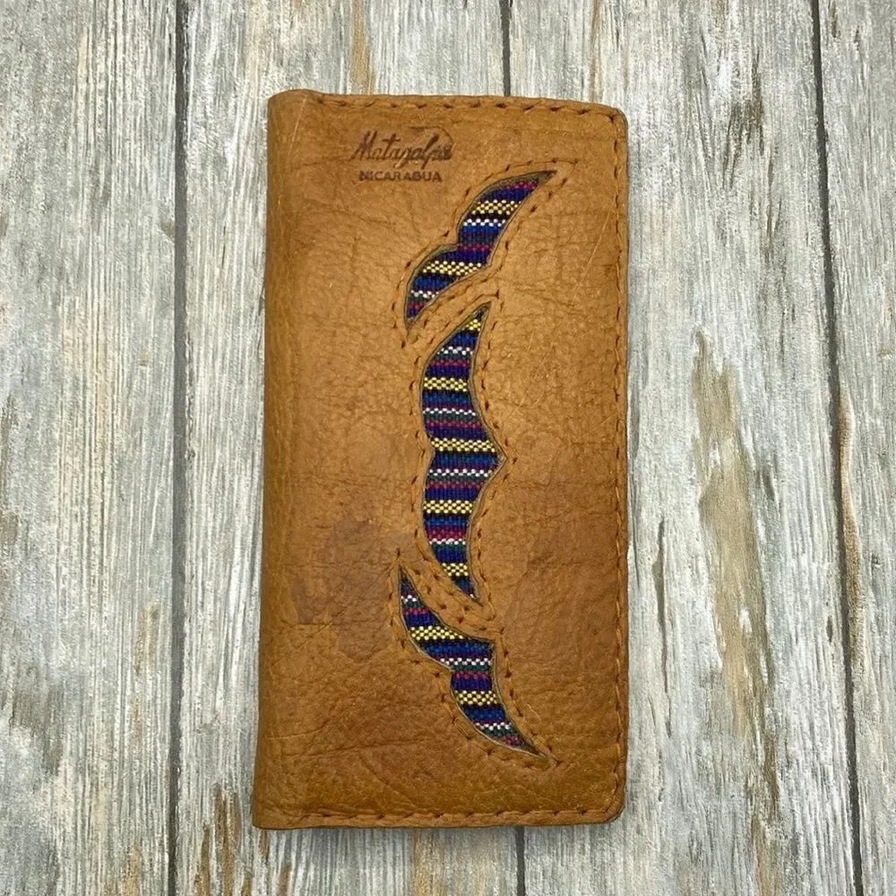 Handmade Madagalpa Nicaragua Heavy Leather Wallet Checkbook Holder Bag Purse